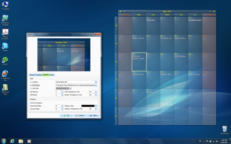 Interactive Calendar full Windows 7 screenshot Windows 7 Download